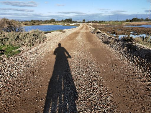 The dirt route back to the Port Expressway underpass.