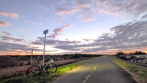 入間川沿い
(画像盛ってます、ホントは空以外真っ暗😆)
