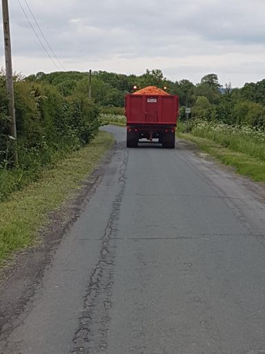 I teamed up with this truck to target a few segments... riding about one metre behind, the jeopardy was increased by the occasional stray carrot!