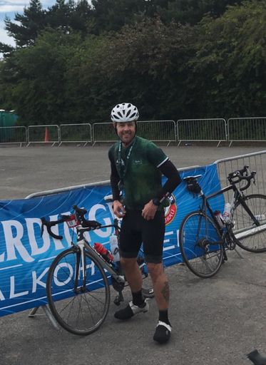 I rode the last 20 miles or so with triathlete Ian Dickens, on and off.  I’d try to drag him up the climbs, and he rode like a beast into the headwind on flatter stretches.