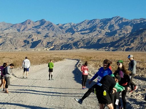 Racers warming up at the start