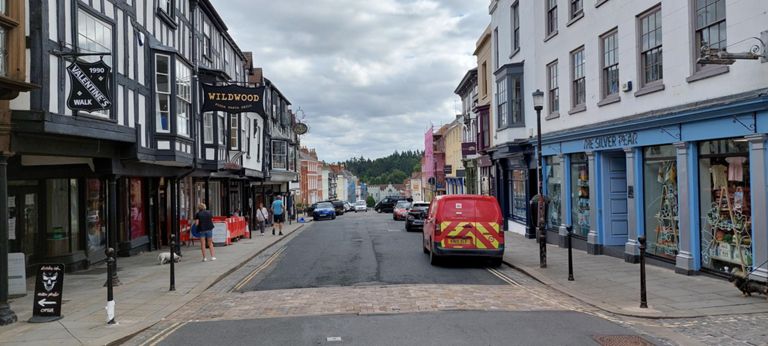 High Street, which leads  to Ludlow Market and Ludlow Castle