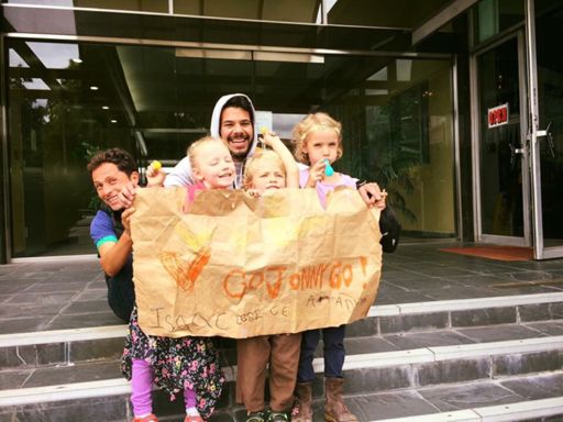 Caitlin's kids cheering me on with this sign!!