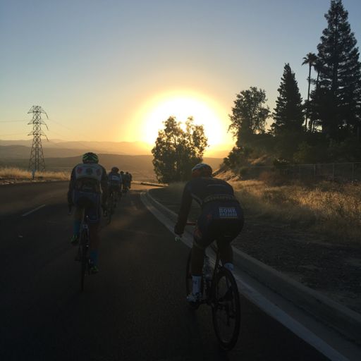 Jarrett on the left and Carl on the right descending into Alfred Harrell Highway