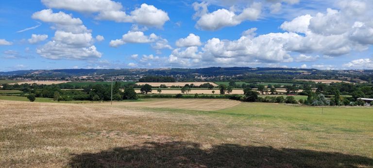 View back to Wells, from road approaching Lauchery