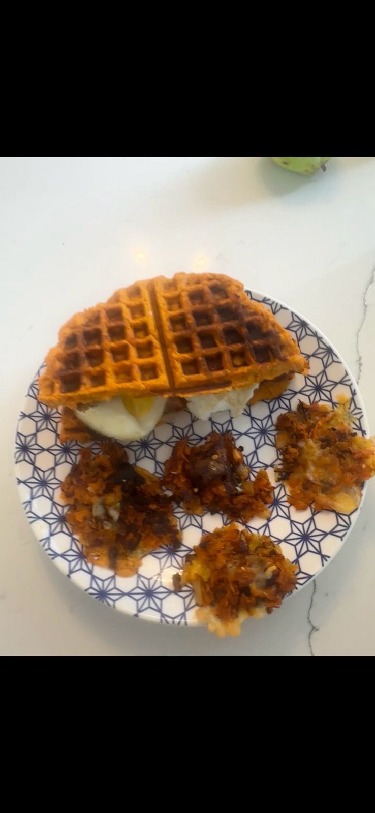 Sweet potato waffles breakfast sandwiches and cheesy sweet potato tater tots lets GOOOO