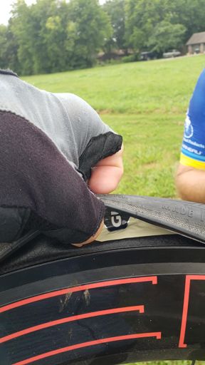 GU package used as a tire patch.

 All the dollar bills got used at the gentleman's club I guess