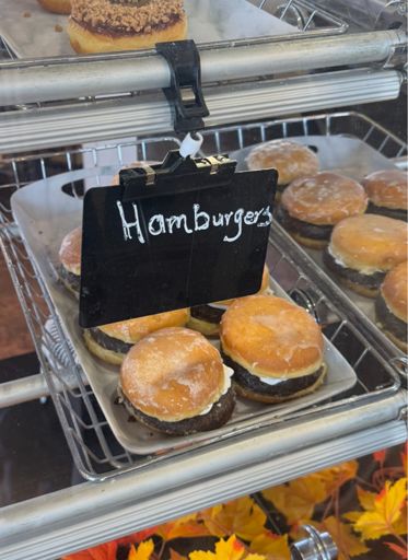 Not a hamburger. Actually a chocolate filled donut. 