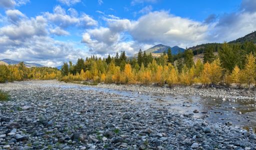 Goat Peak and colors developing along the river.