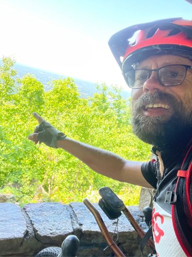 Selfie at the gazebo overlook.