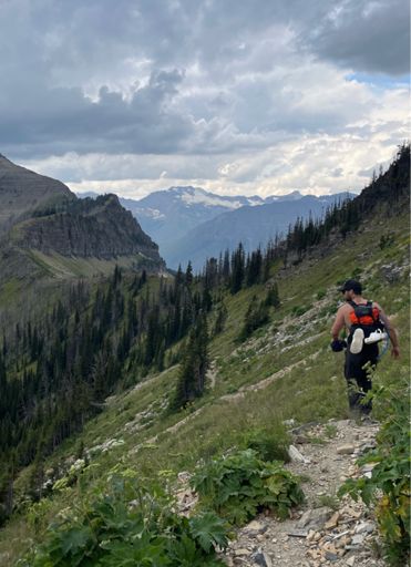 beginning our descent into the backcountry