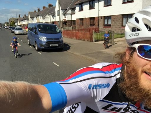 Managed to swing past school, as the kids were finishing, when I was coming back into Carlisle, so had to soft peddle the last mile or so!
