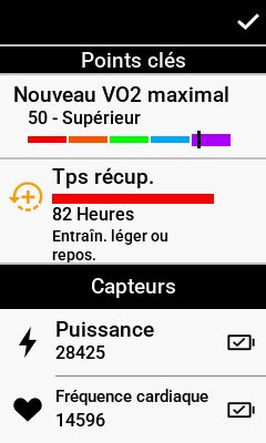 Garmin est très gentil l'estimation de la VO2 mais pas pour la récupération.