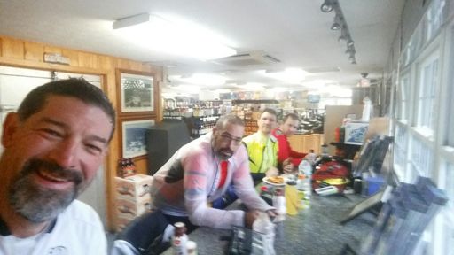 Lunch at lakeside market.  Everyone cold wet and miserable