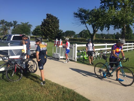 Water kindly provided to all cyclists at the top of the hill by a local homeowner.