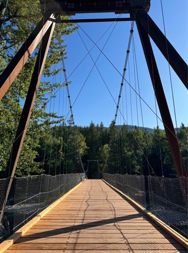 Suspension bridge rebuild is almost complete. 