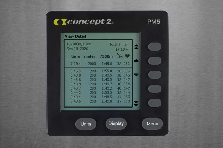 Gecontroleerde 10x200m/1:00r SkiErg