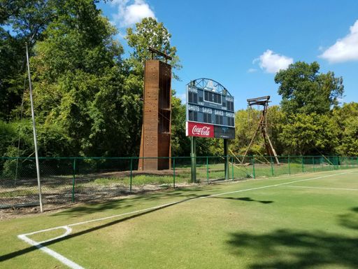 Samford climbing wall on soccer field.