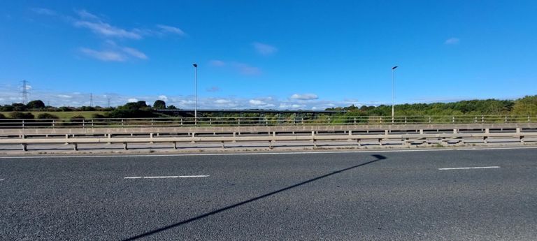 Seen from the cycle path on the Kitty Brewster Bridge consists of two: the southbound A189 we cycled was built in 1960 and the northbound, in 1996. Behind it is the 1930 Bedlington Railway Viaduct.   https://www.bridgesonthetyne.co.uk/kitbrew.html   &   https://www.bridgesonthetyne.co.uk/bedrail.html