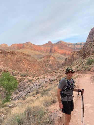 Don on the hike to the North rim.  Still early.