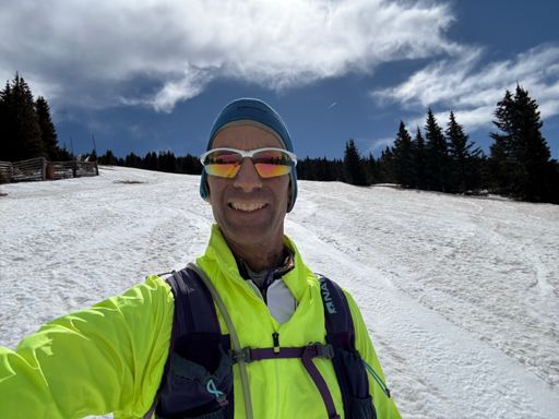 Record warm temperatures in recent days + below average snowpack-still got in two top to bottom laps-1 on skis and 1 on snowshoes.