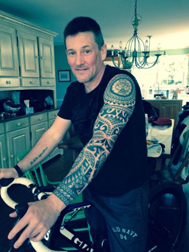 Showing my mom my tattoos for the first time.