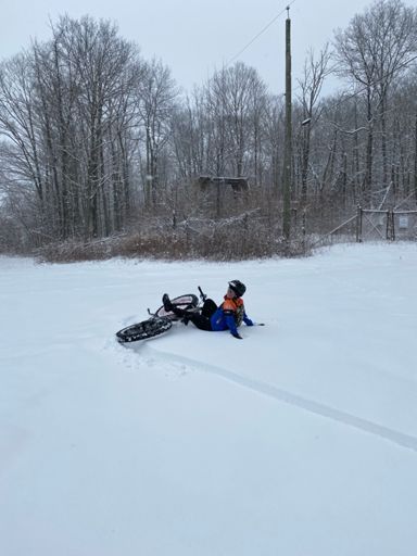 I have pics of her falling in this exact spot every winter…