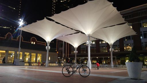 Beneath the Sundance Plaza canopies