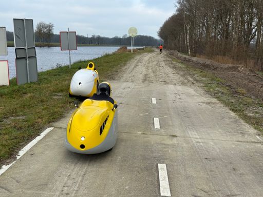 Een kunstwerk gezien naast het zandpad