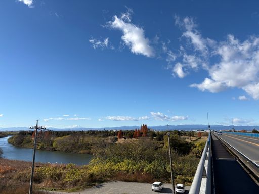 遥か彼方に富士山が見える。