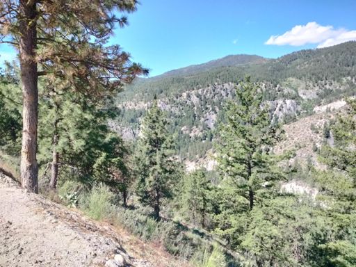 Too hard to see, but the rock face you see lower center of the picture is the road I just came from.