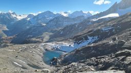 Pointe de Vouasson par le lac bleu et le glacier. Retour par le mont de l’étoile