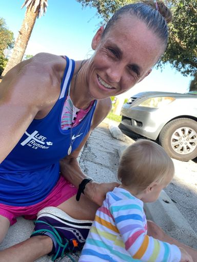 She’s not sure what to do with this level of sweat
