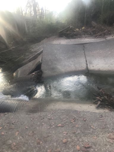 the spillway on the creek on commerce collapsed. now it’s almost the technical to cross.