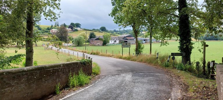 Goodbye to Monmouthshire and Wales, with Mill Farm in the background