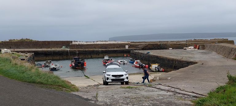 Castlehill Harbour, built in the early 1820s by James Bremner for the export of flagstones from 1825. Bremner was a renowned naval architect who also created a method used to refloat grounded ships including SS Great Britain, we saw on Day 17, in 1846 and again in 1970. https://en.m.wikipedia.org/wiki/James_Bremner \u0026 https://www.scotlandguides.org/tour/harbour-castletown-castlehill-2090.htm https://www.castletownheritage.co.uk - see Flagstone Trail download
