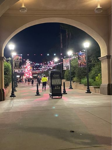 The Old Globe entrance decorated. 