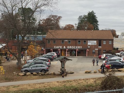The Swamp Rabbit Cafe is dressed up for Christmas