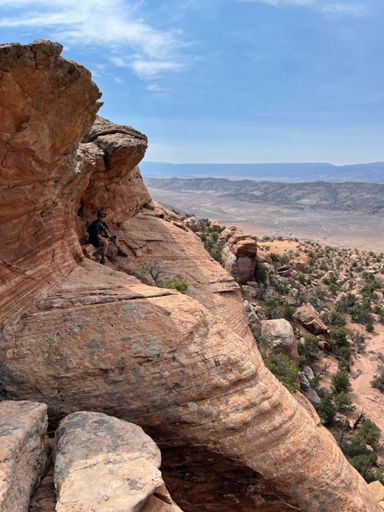 Kat sitting at cliff’s edge 😬