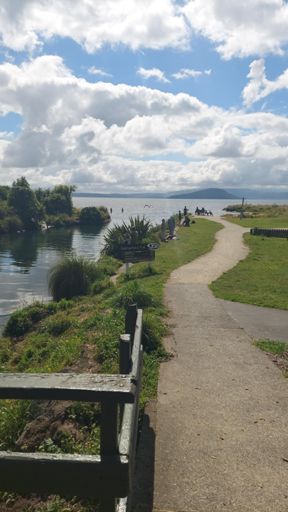 Anglers at Ngongotahā Stream mouth, Lake Rotorua.