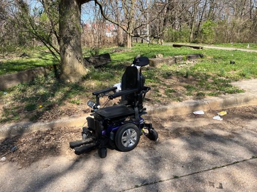 Weird abandoned house expensive-looking wheelchair. Feels like a crime.