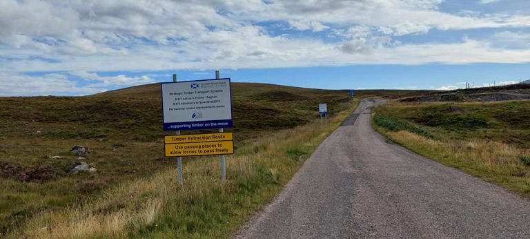 B873 which leaves the A836 after Altnaharra, runs beside Loch Naver and joins the B871 at Strathnaver, which joins the A836 after Skelpick.