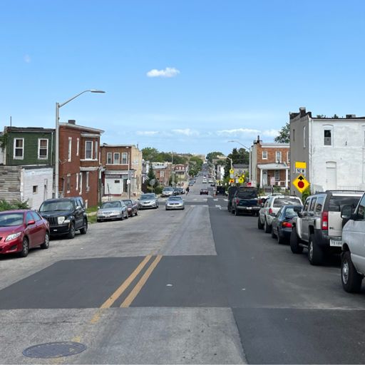 Looking east into Baltimore from the west