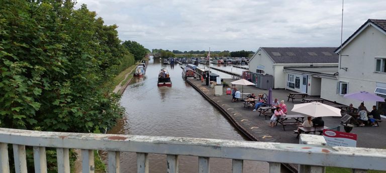 Venetian Marina on the Shropshire Union Canal looking east from the bridge