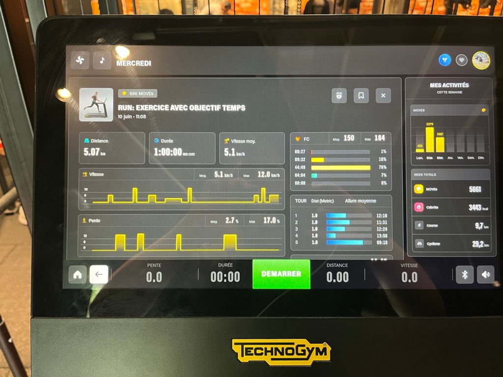 Run 7000 Excite Live: Exercice avec objectif temps