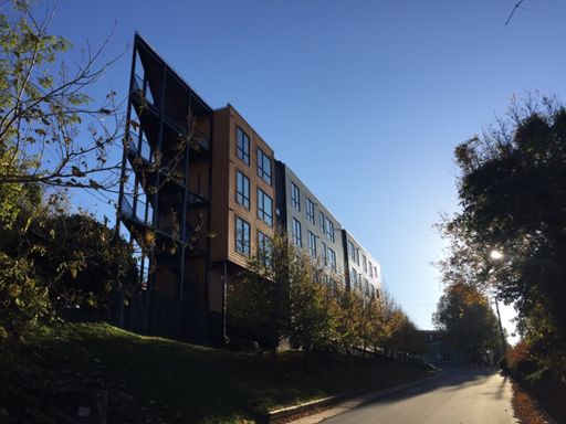 Pointy! Indie the point was a spiral staircase. Very cool and unique.