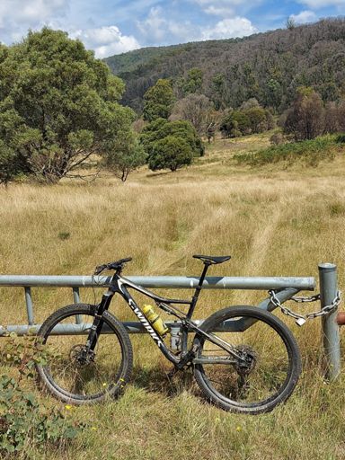 The end of Jenolan River fire trail. Just a tyre track in the grass