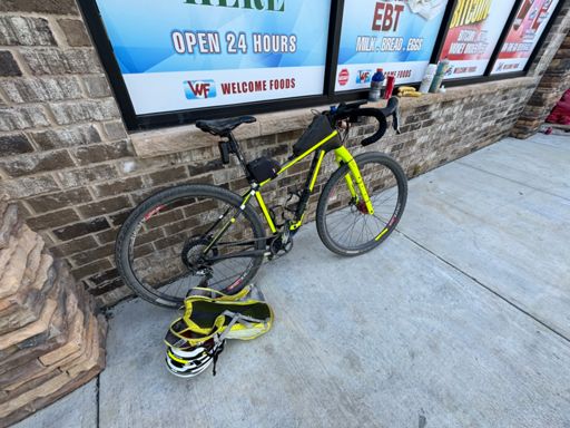 Only 25 miles to go but I was so hot I sat here on the pavement for a while drinking Gatorade and contemplating life