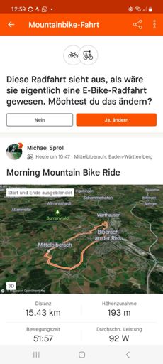 Nein ich bin nicht mit dem E-bike unterwegs, bin einfach nur Fit. 😉