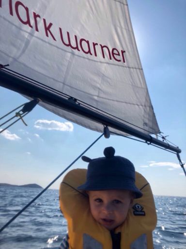 Meanwhile.... out on the water little Dude is smashing his new sailing skills
